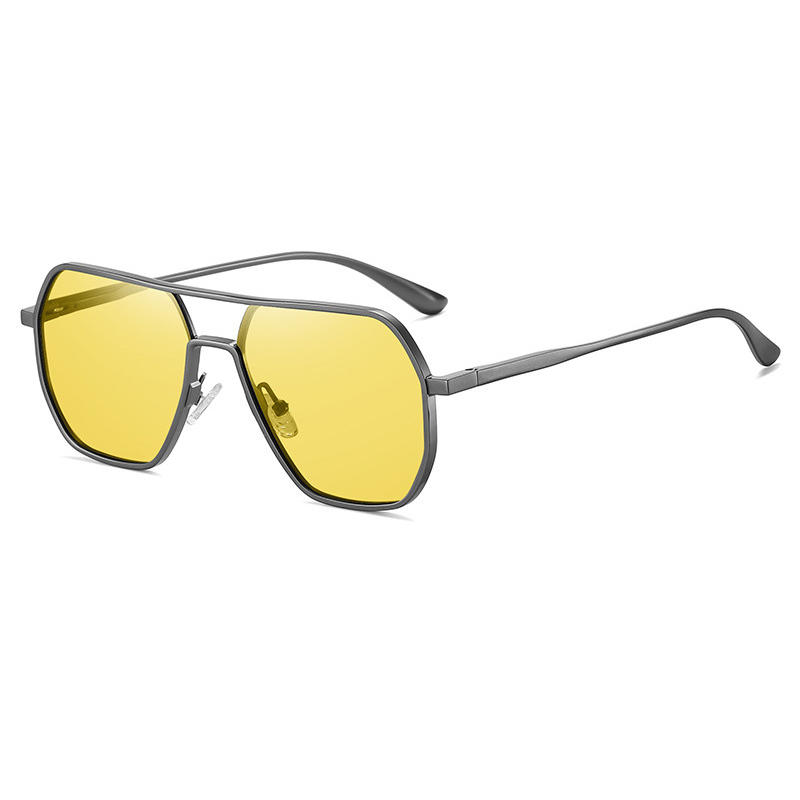 Gafas de sol de metal lentes aviador con lente amarilla