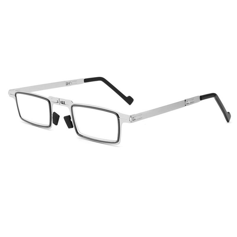 Gafas de lectura ligeras con montura de acero inoxidable y lentes anti luz azul