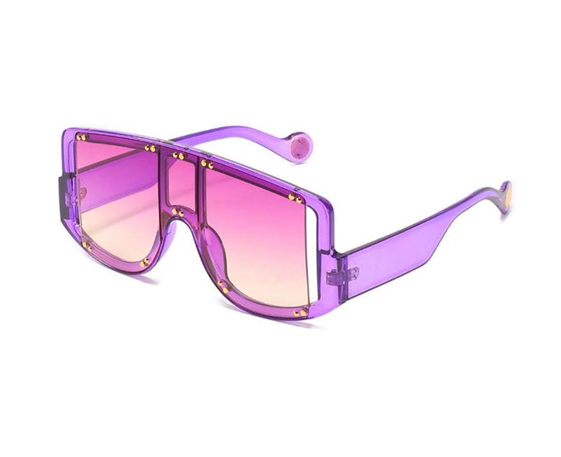 Nuevas gafas de sol de gran tamaño de lujo para mujer Vintage Square Rivet One Piece Nuevo diseño Shades Ladies Eyewear Gafas de sol