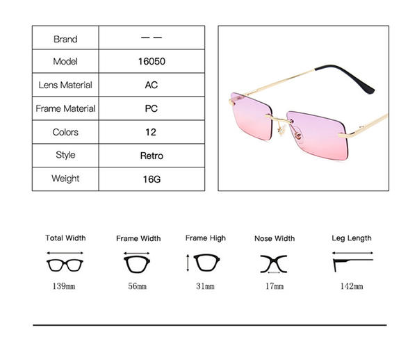 2022 Nuevas gafas de sol de metal populares gafas de sol cuadradas para mujer