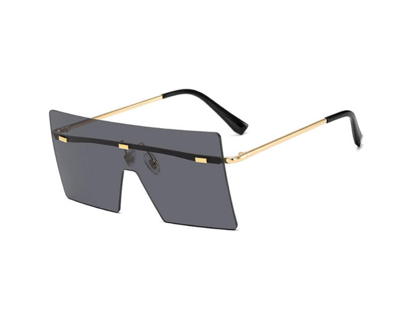Gafas de sol de una pieza para hombre y mujer, anteojos de sol de gran tamaño, a la moda, con parte superior plana, sin montura, personalizadas