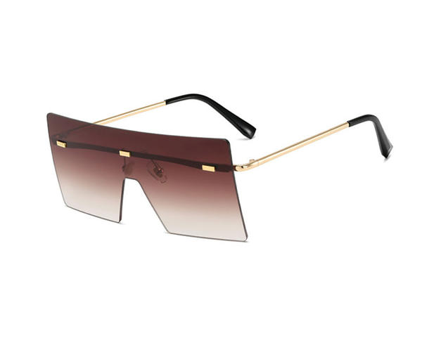 Gafas de sol de una pieza para hombre y mujer, anteojos de sol de gran tamaño, a la moda, con parte superior plana, sin montura, personalizadas