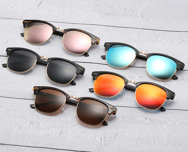 2022 Nueva moda Gafas de sol sin montura de medio marco Gafas de sol polarizadas clásicas