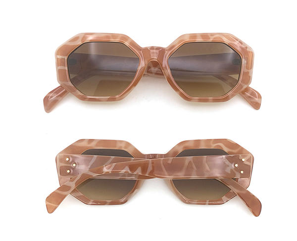 Gafas de sol modelo pequeño con diseño Lepard en forma de hexágono para mujer