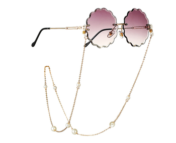 Cadena de gafas de sol de oro de 18 quilates de moda, cuentas de cristal coloridas, soporte para gafas, cadenas para el cuello para mujeres