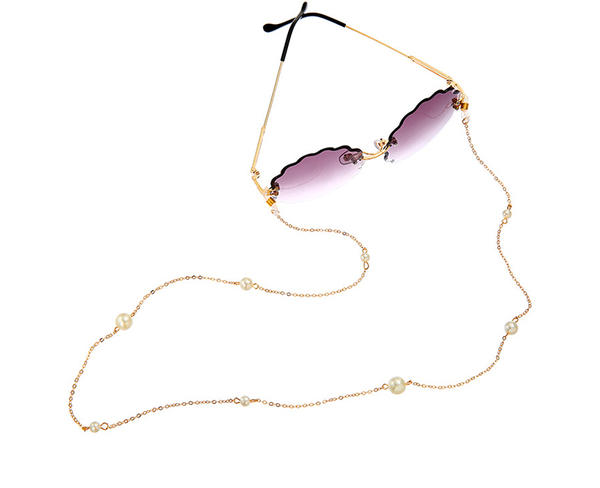 Cadena de gafas de sol de oro de 18 quilates de moda, cuentas de cristal coloridas, soporte para gafas, cadenas de cuello para mujer