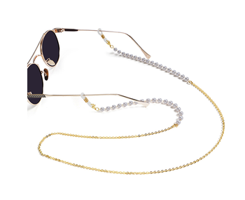 Accesorios para gafas Cadena de cuentas doradas para gafas de sol Collar de cuerda Cadena de perlas Gafas Gafas Gafas de sol Cadena con gancho