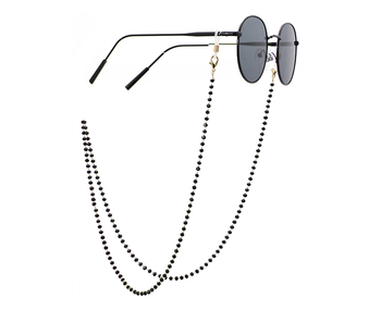 Elegante cadena de anteojos de diseñador de cadena de cuentas de cristal negro hecho a mano simple